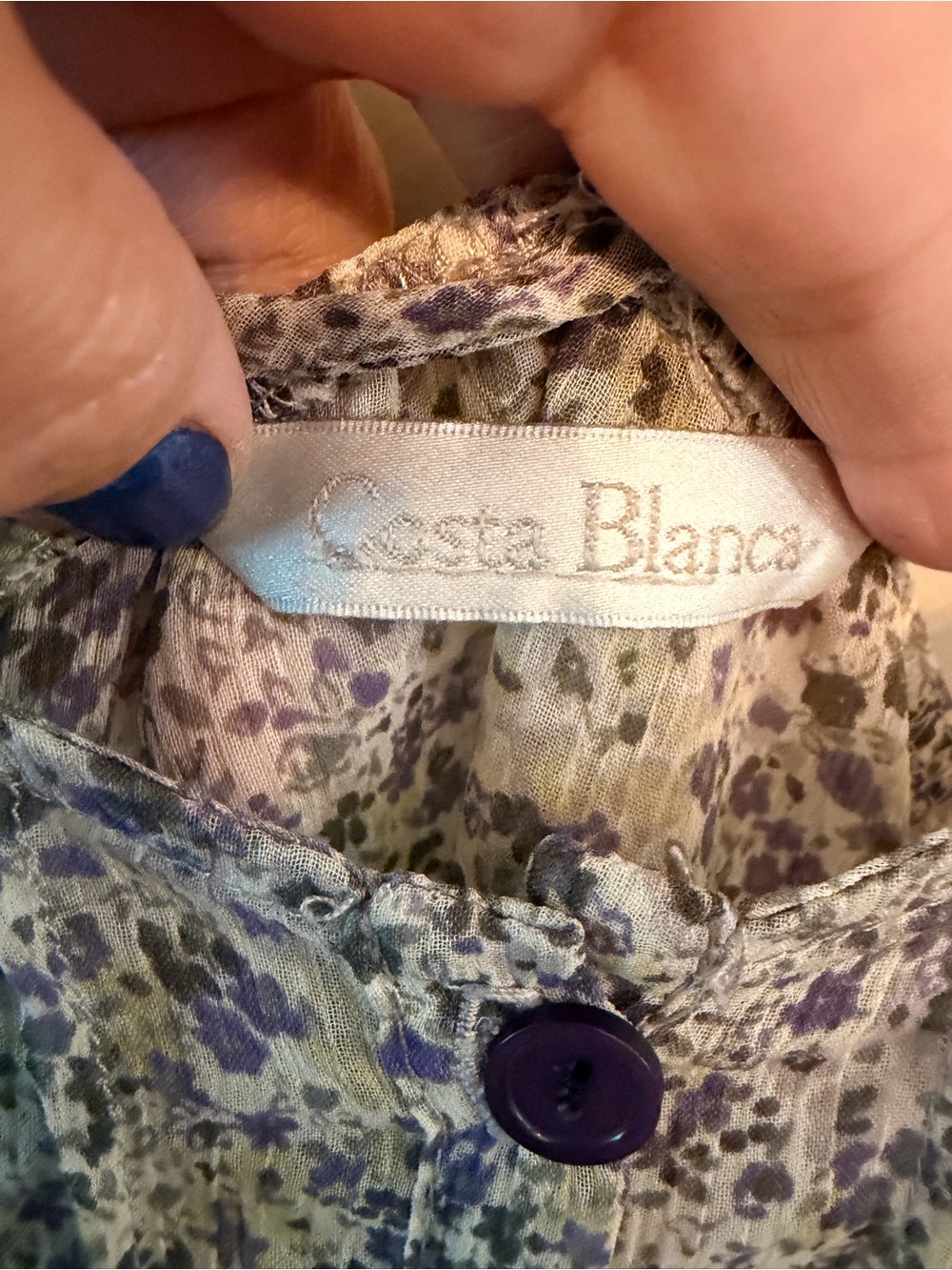 COSTA BLANCA Sheer Floral Chiffon Cami Top Boho Cottagecore Purple - Picture 6 of 7